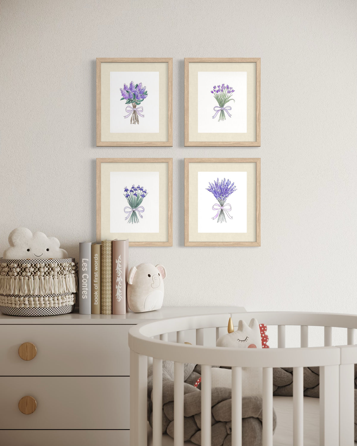 Purple Lilacs Watercolor Bouquet - Print