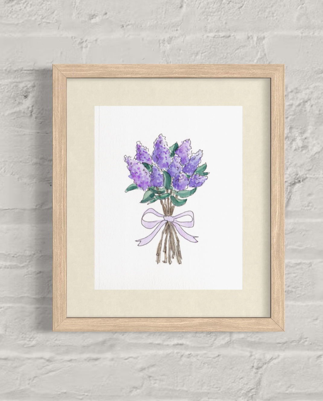 Purple Lilacs Watercolor Bouquet - Print