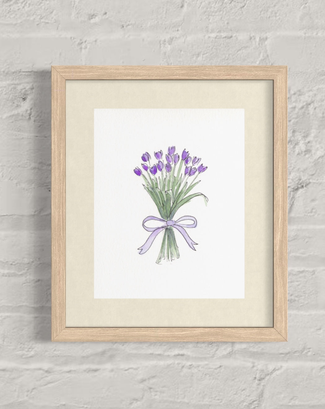 Purple Tulips Watercolor Bouquet - Print