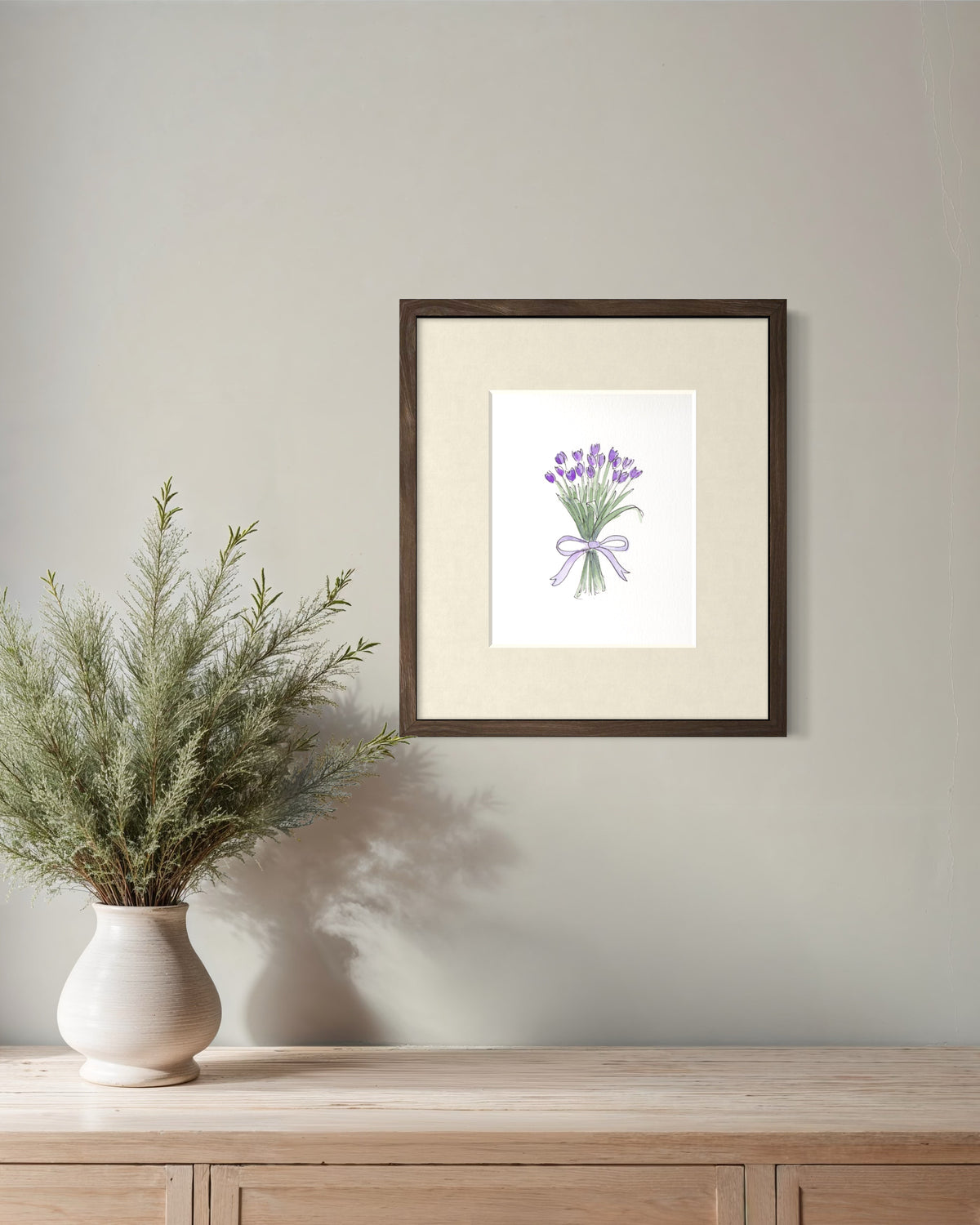 Purple Tulips Watercolor Bouquet - Print